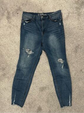 NOBO Dark Blue Skinny Distressed Jeans